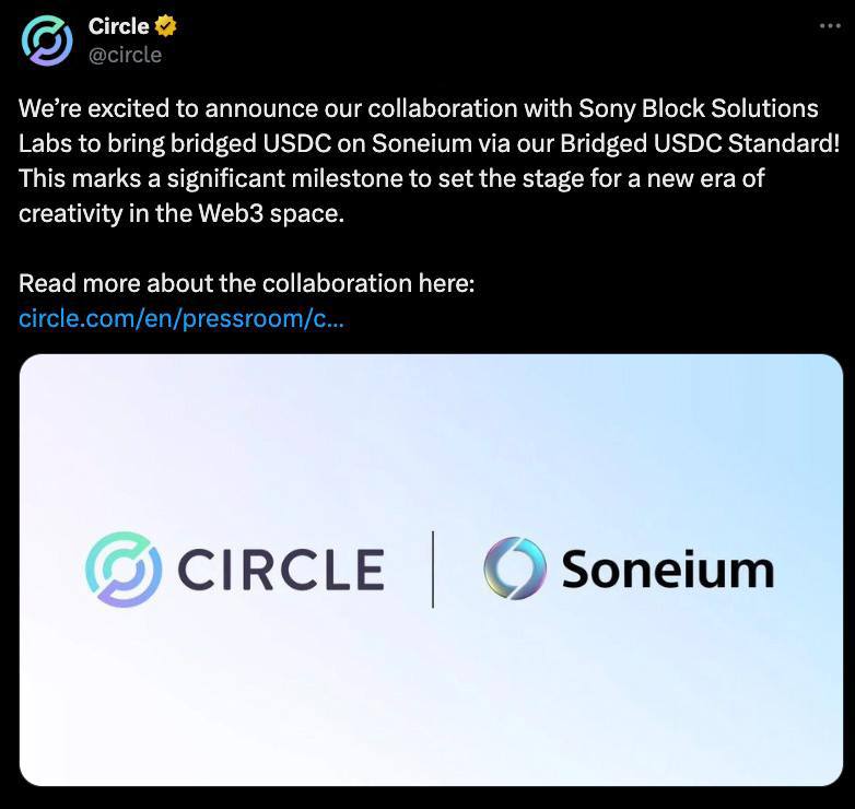 🤝 Circle ו-Soneium הכריזו על שותפותם.