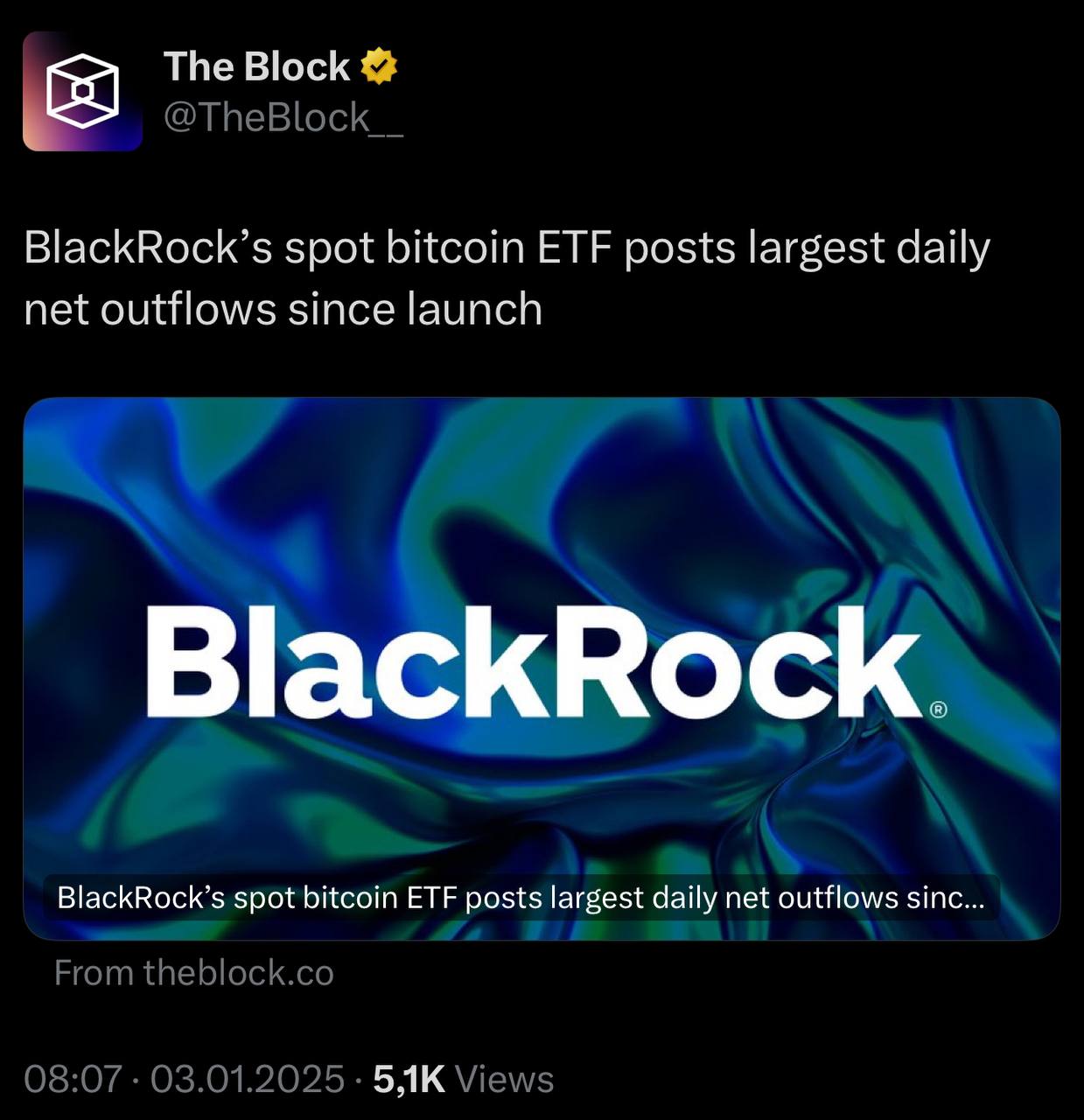 📉 שיא יציאות מ-BlackRock Bitcoin ETF