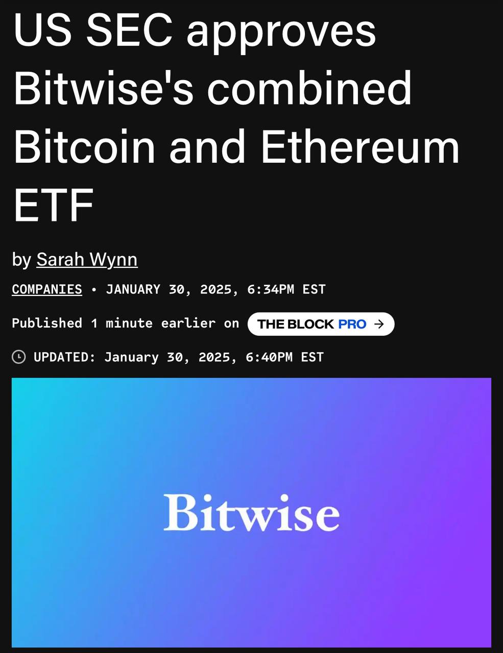 🚀  SEC מאשרת ביטקוין משולב ותעודת סל Ethereum על ידי Bitwise!  📈💰