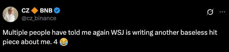 🕐  WSJ מכין מאמר חדש שמטרתו לחשוף CZ.
