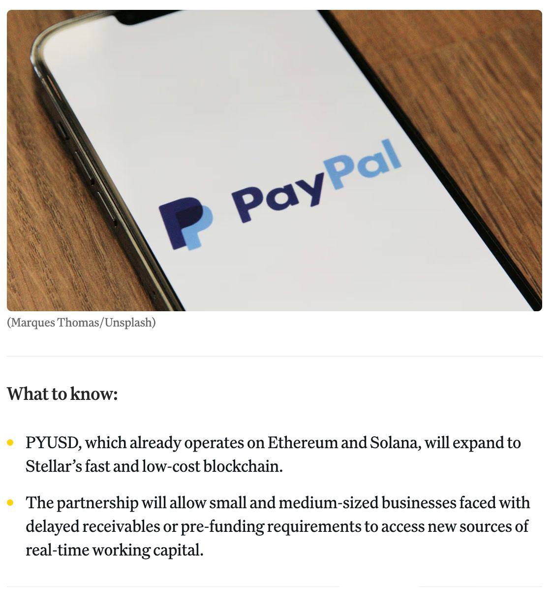 📱  ענקית התשלום PayPal הודיעה על השקת ה- PYUSD StableCoin שלה ב- Blockchain מהממים.